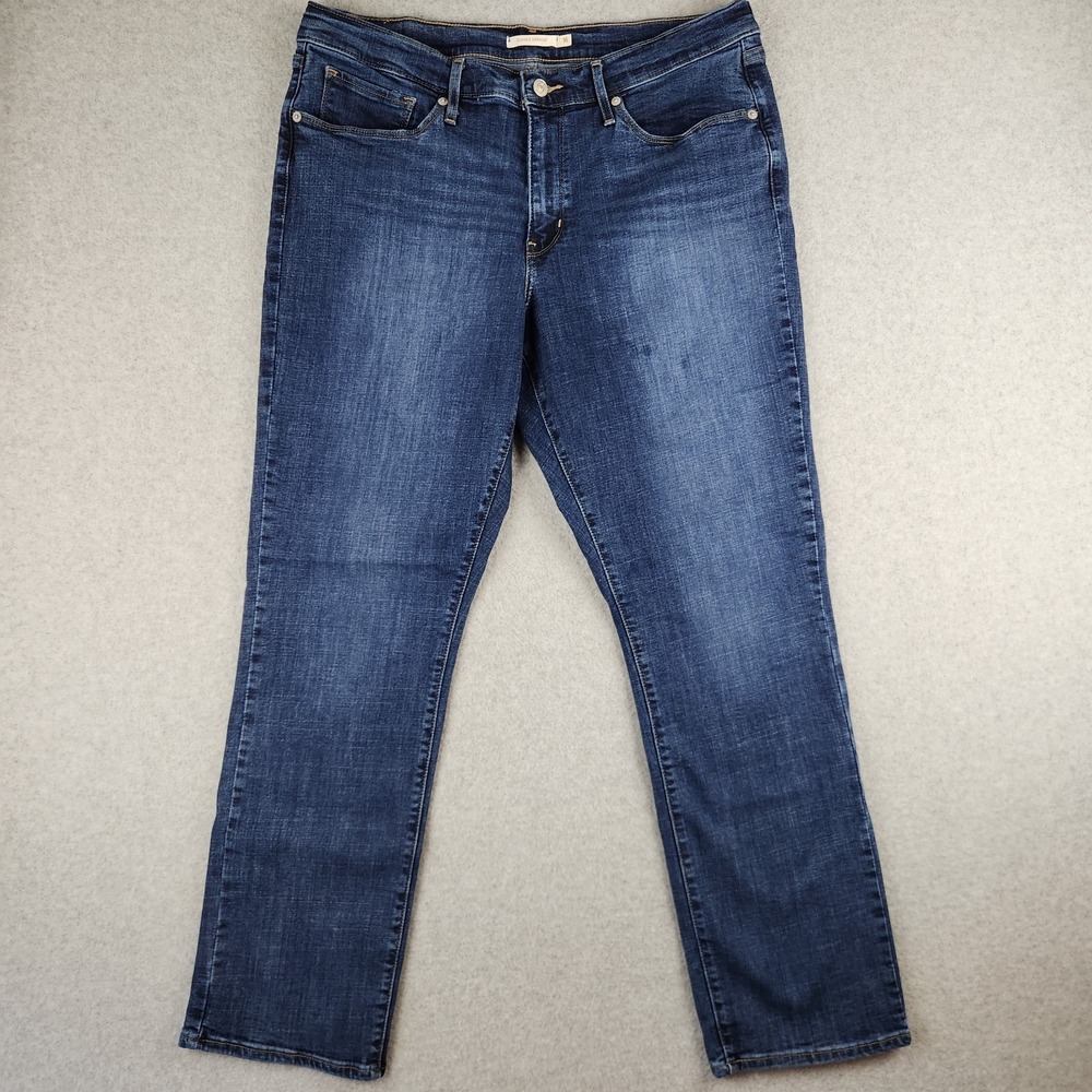 Levi's Classic Straight Jeans Women's Size 16 W34 L30 Blue Dark‎ Wash Stretch